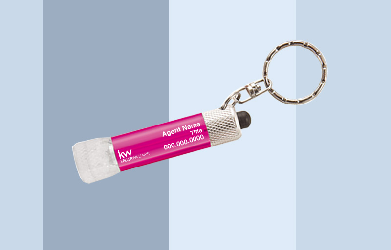 Keller Williams Real Estate Chroma Clear Flashlight - KW personalized realtor flashlight key chain promotional products | Sparkprint.com