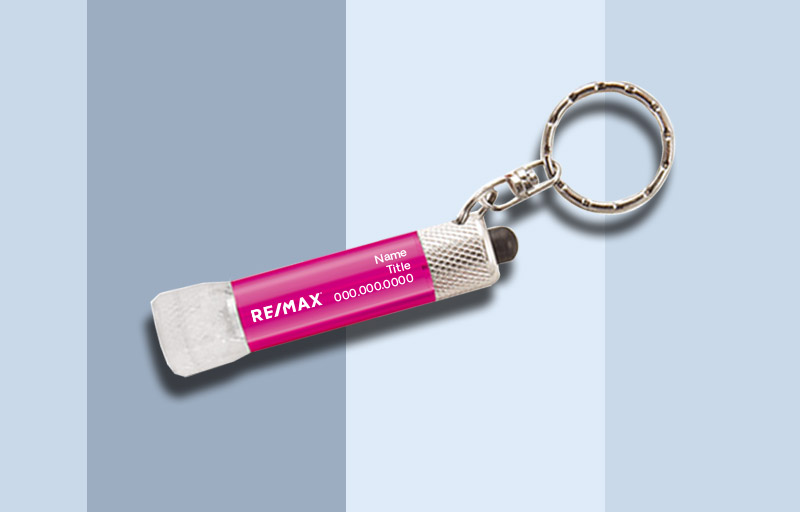 RE/MAX Real Estate Chroma Clear Flashlight - RE/MAX personalized realtor flashlight key chain promotional products | Sparkprint.com