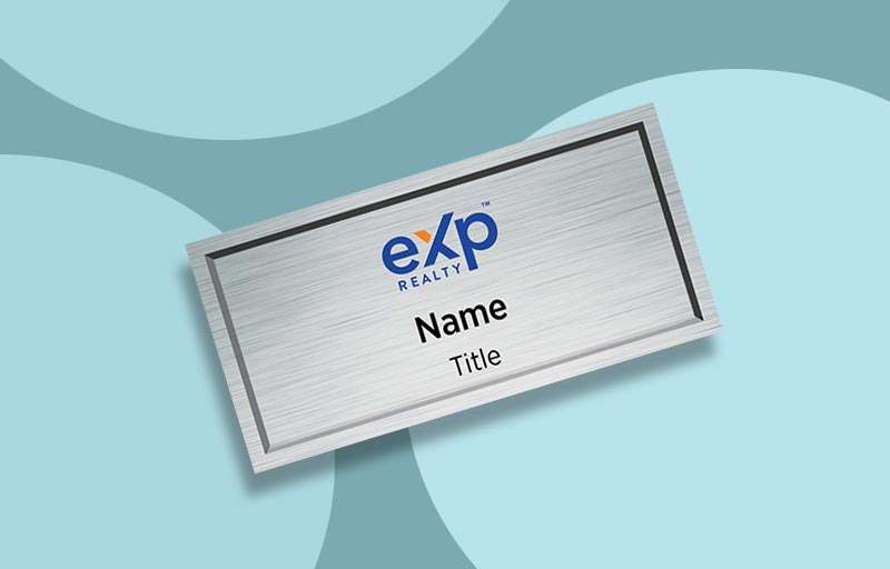 eXp Realty Real Estate Full Color Silver Metallic Name Badge -  Name Tags for Realtors | Sparkprint.com
