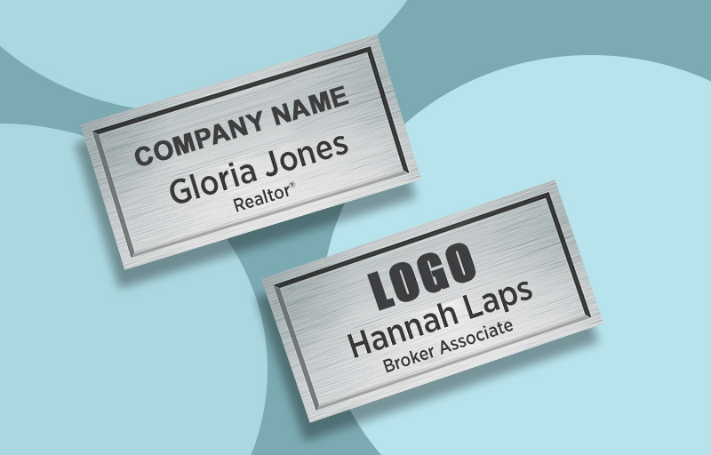 Keller Williams Real Estate Full Color Silver Metallic Name Badge - KW Name Tags for Realtors | Sparkprint.com