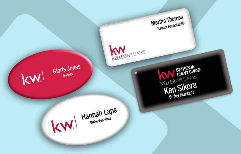 Keller Williams Real Estate Domed Name Badges - KW Name Tags for Realtors | Sparkprint.com