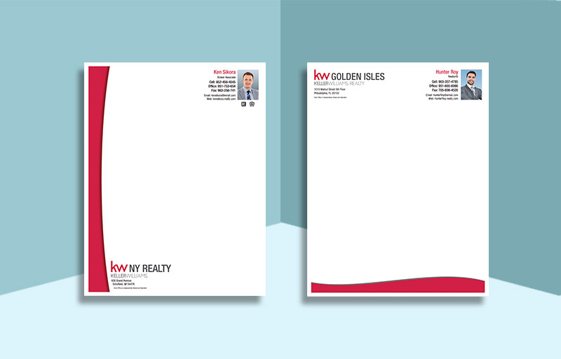 KW real estate letterhead and stationery for agents