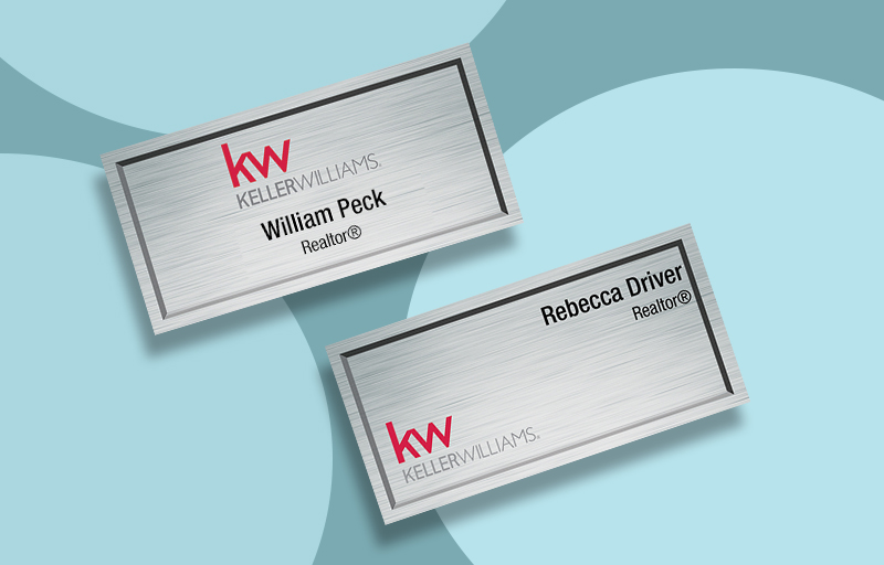 KW Sliver Metallic name badges