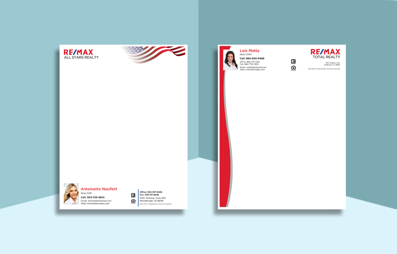REMAX real estate letterhead and stationery for agents