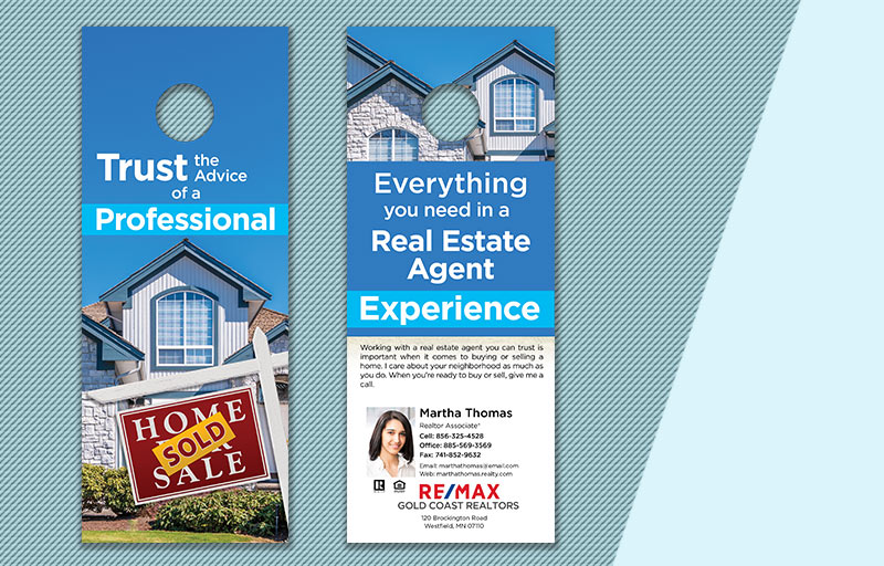 RE/MAX Real Estate Two Sided Door Hangers - RE/MAX Door Knockers for Realtors | Sparkprint.com