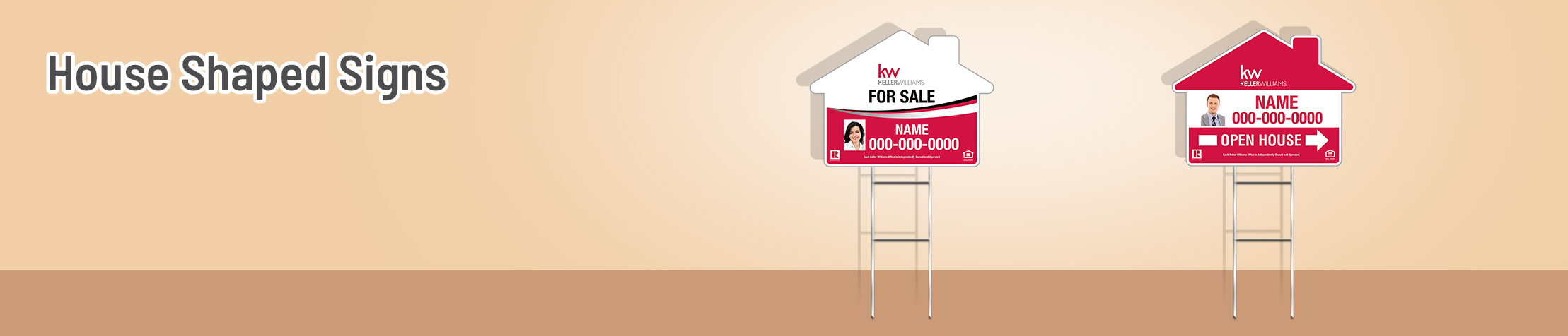 Keller Williams Real Estate House Shaped Signs - KW real estate signs | Sparkprint.com