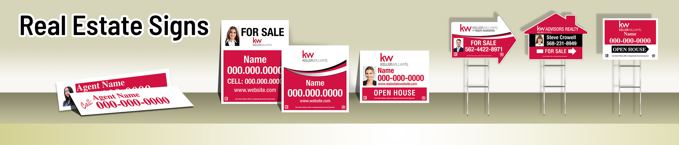 Keller Williams Real Estate Signs - KW real estate signs - H-Frame Units, Directional Signs, A-Frame Units, Yard Post and Panel | Sparkprint.com