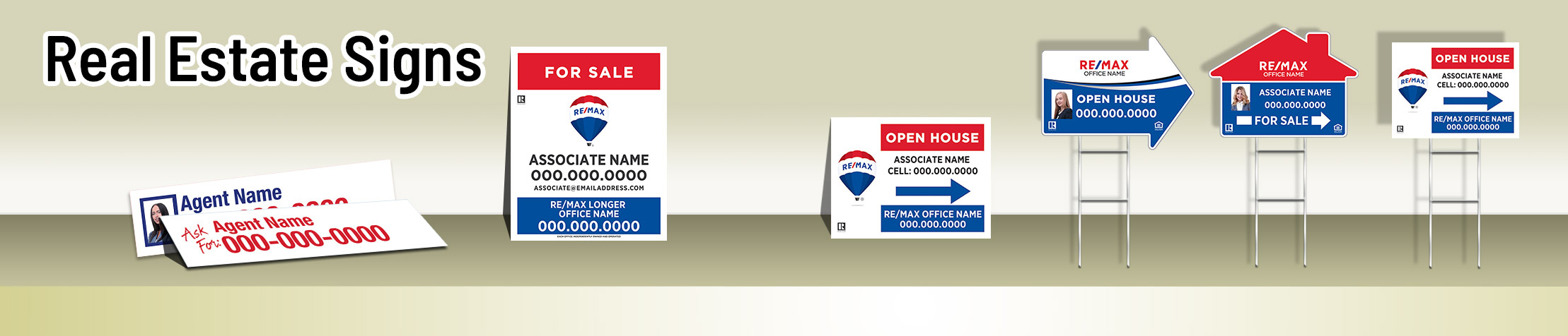 REMAX Real Estate Signs - REMAX real estate signs - H-Frame Units, Directional Signs, A-Frame Units, Yard Post and Panel | Sparkprint.com