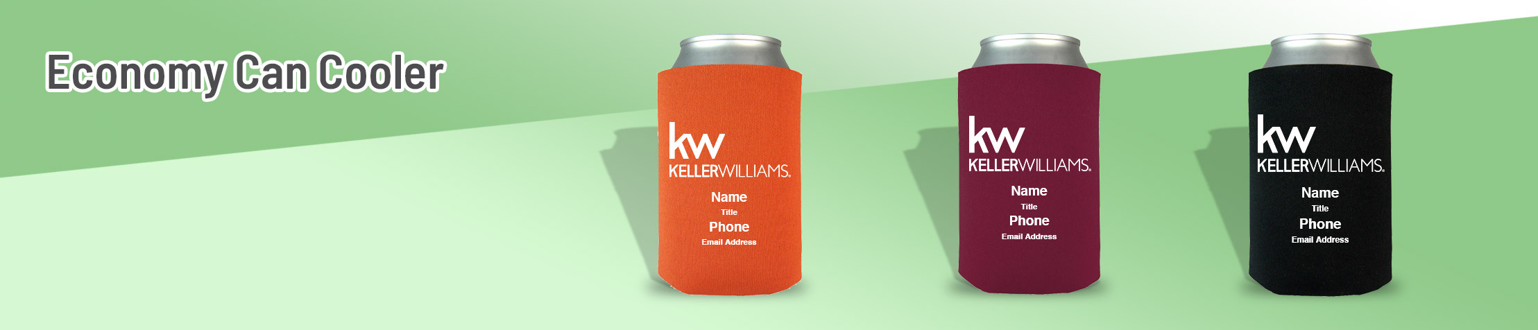 Keller Williams Real Estate Economy Can Cooler - KW personalized realtor promotional products | Sparkprint.com