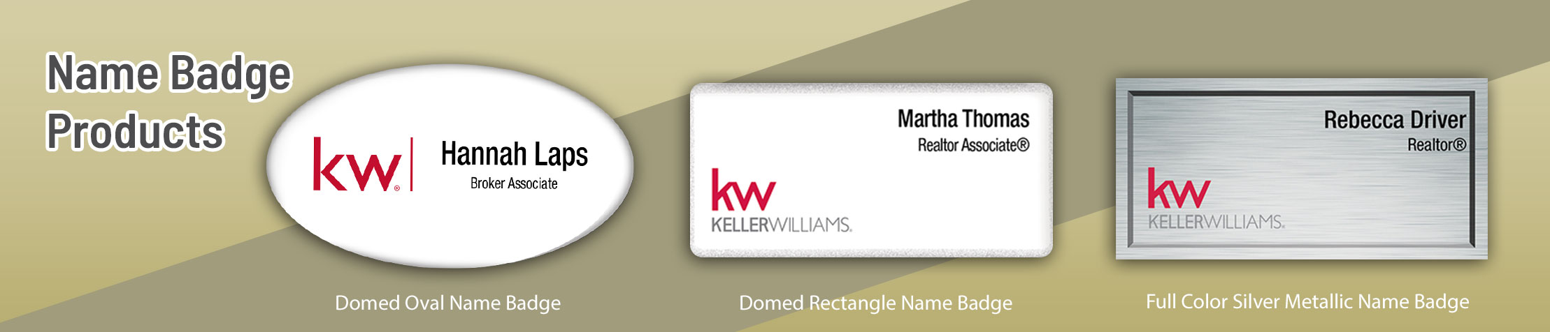 Keller Williams Real Estate Name Badge Products - KW Name Tags for Realtors | Sparkprint.com